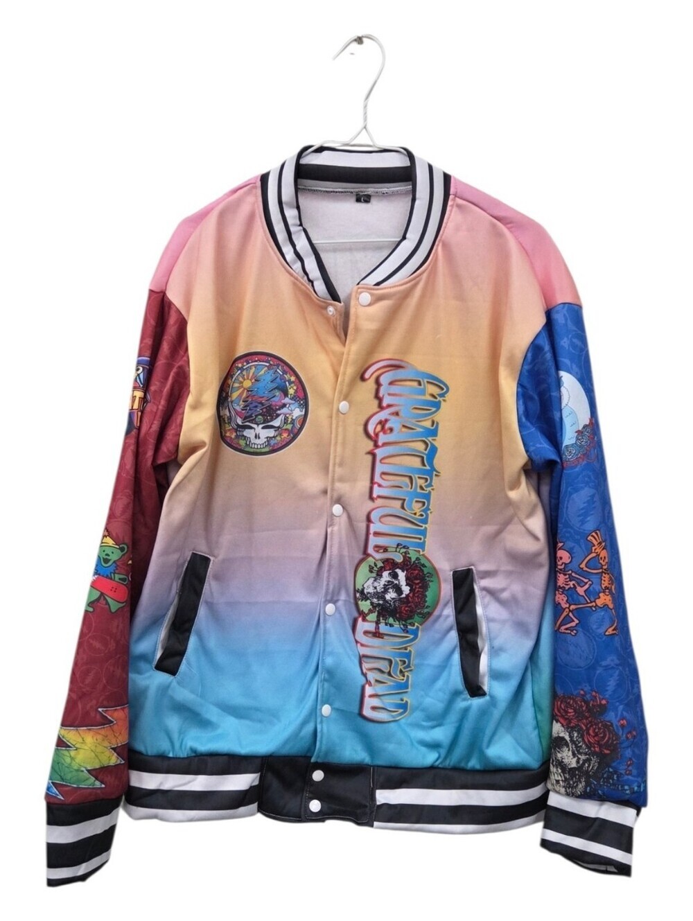 Gradient Multicolor Bomber Jacket - Grateful Dead Graphic Large fleece